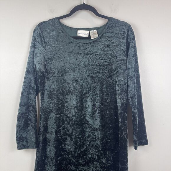 Vintage New‎ Visions Womens Maxi Dress S Forrest Green Crushed Velvet Whimsygoth - Picture 3 of 8